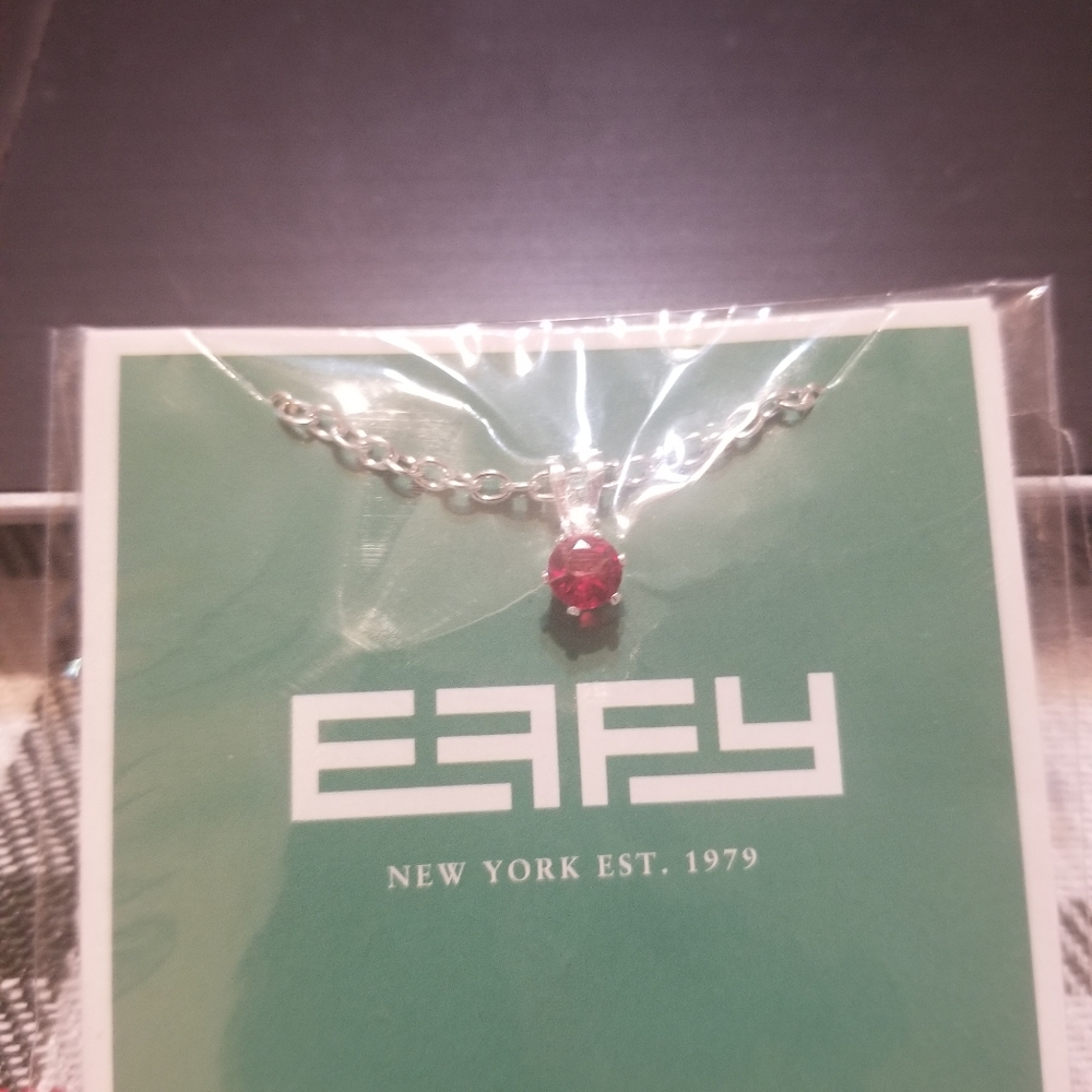 Silver chain with red stone